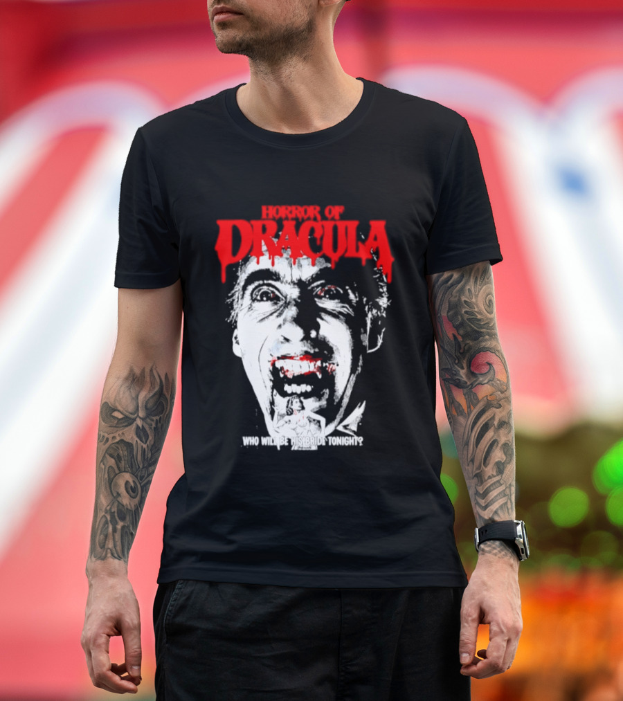 Horror Of Dracula Who Will Be His Bride Tonight Vintage Vampire Movie T-Shirt