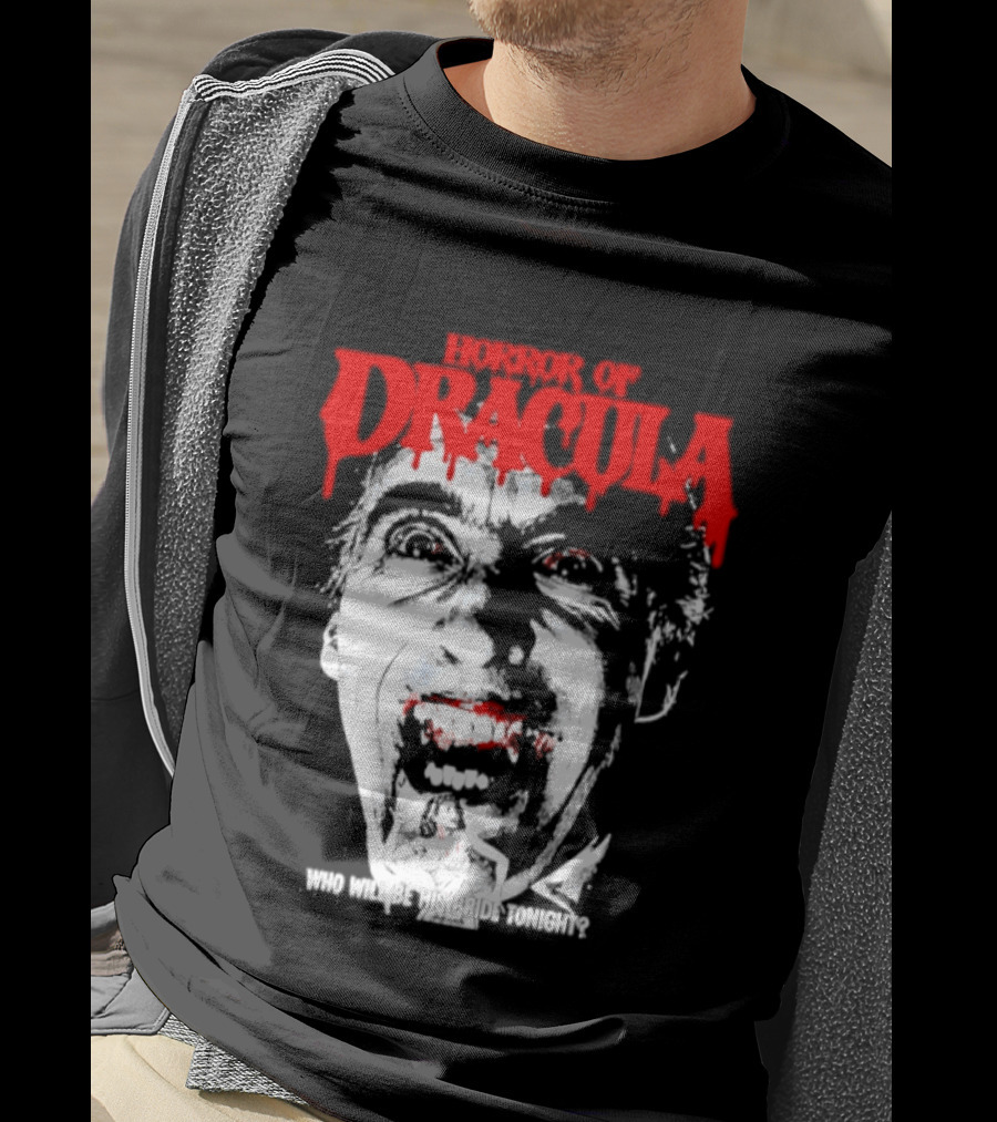 Horror Of Dracula Who Will Be His Bride Tonight Vintage Vampire Movie T-Shirt