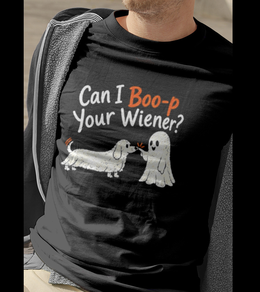 Can I Boo P Your Wiener Dachshund Ghost And Dog Halloween Fun T-Shirt