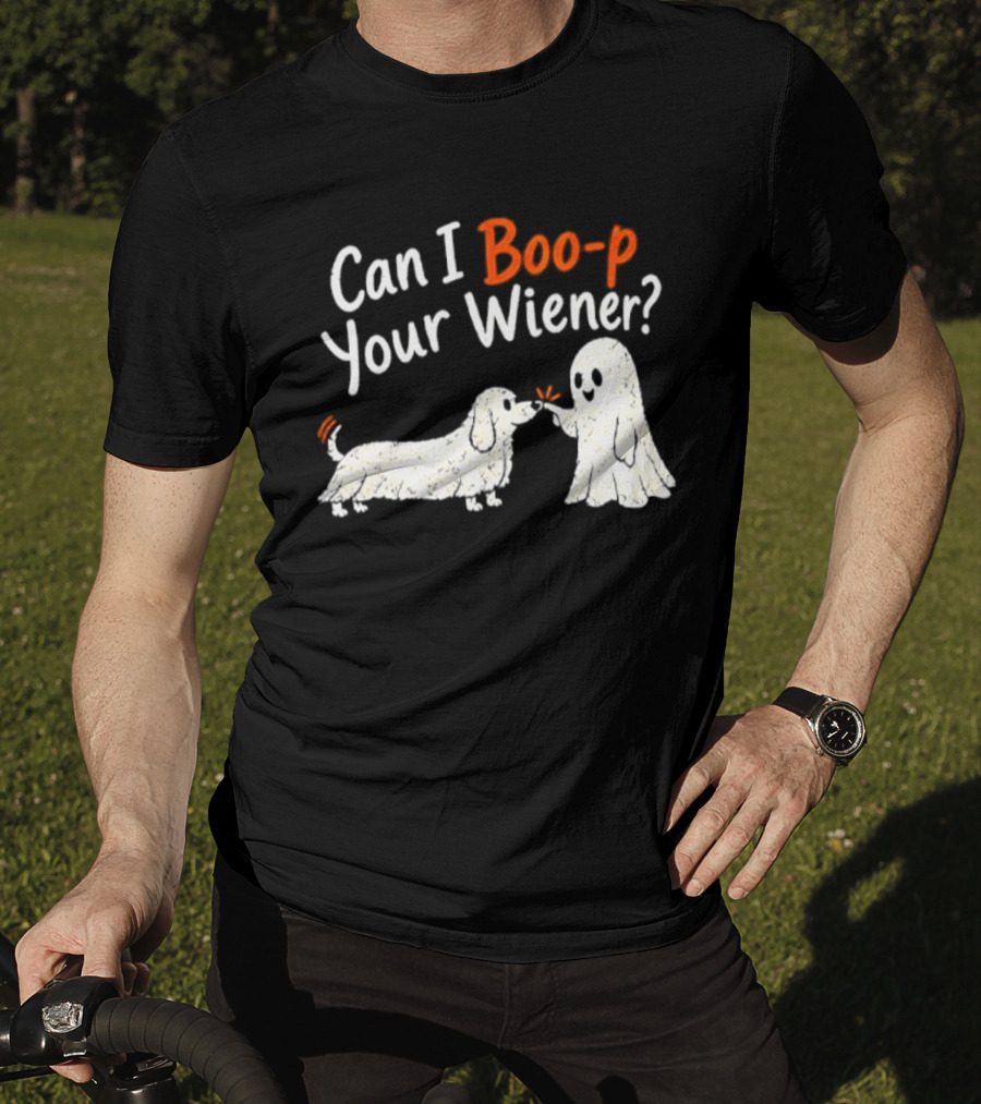 Can I Boo P Your Wiener Dachshund Ghost And Dog Halloween Fun T-Shirt