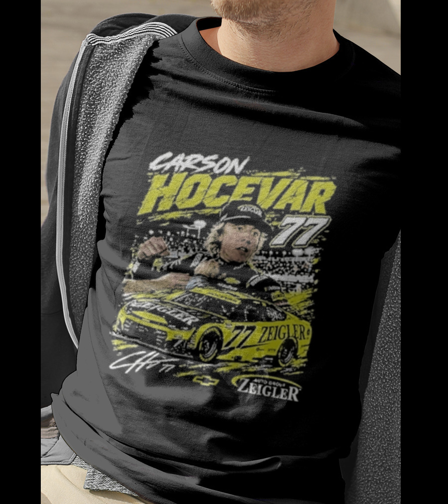 Carson Hocevar 77 Cartoon Race Car And Driver T-Shirt