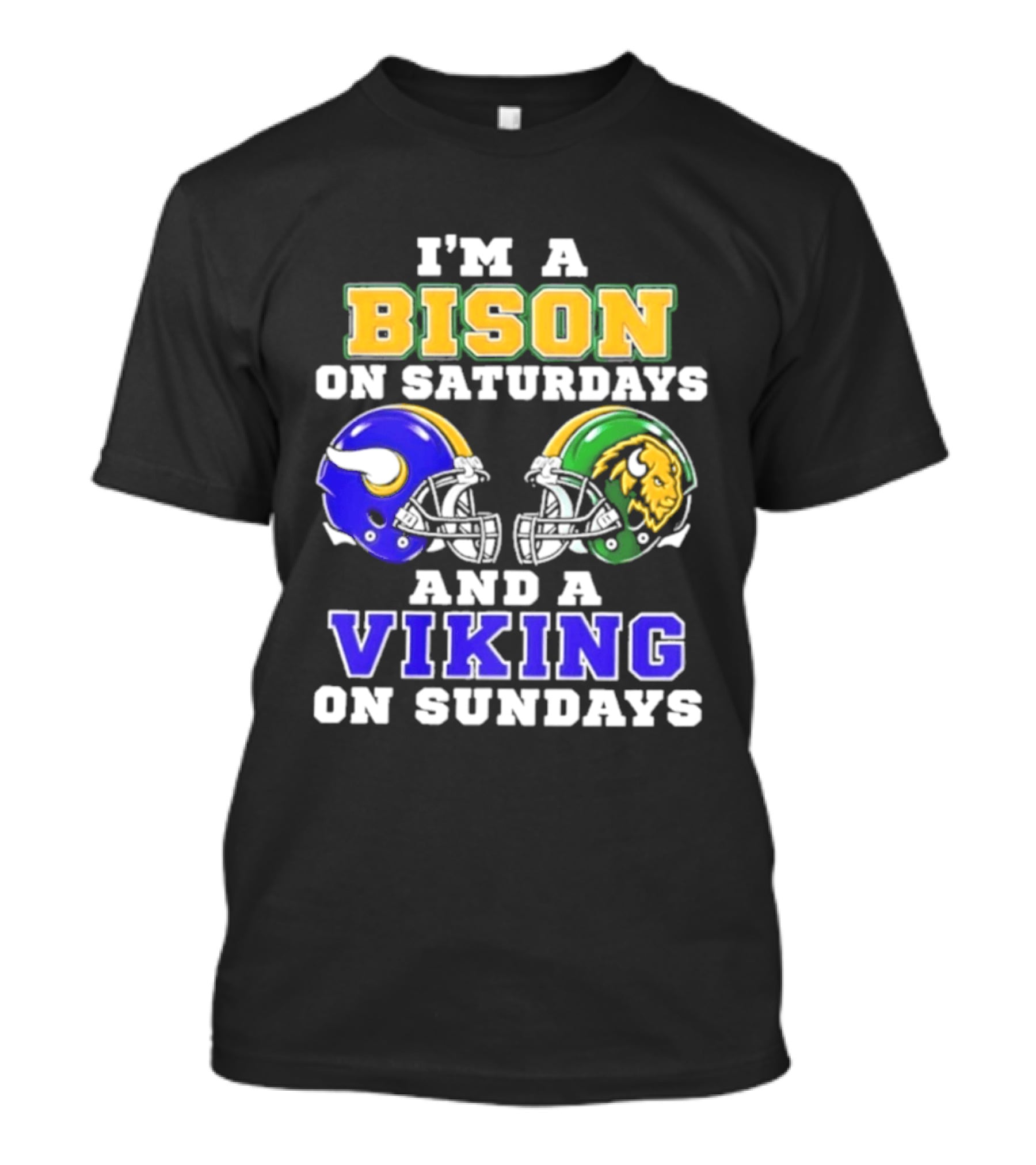 I'm A Bison On Saturdays And A Viking On Sundays Football Helmet T-Shirt