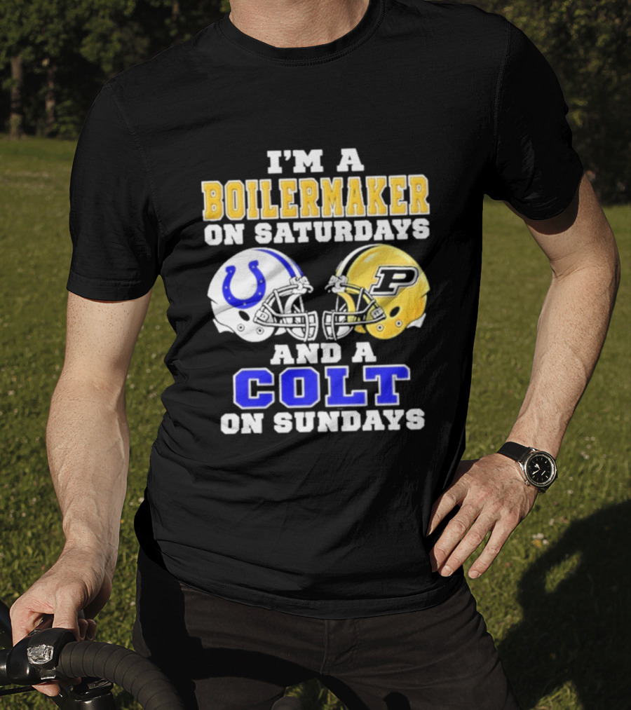 I'm A Boilermaker On Saturdays And A Colt On Sundays Football Helmets T-Shirt