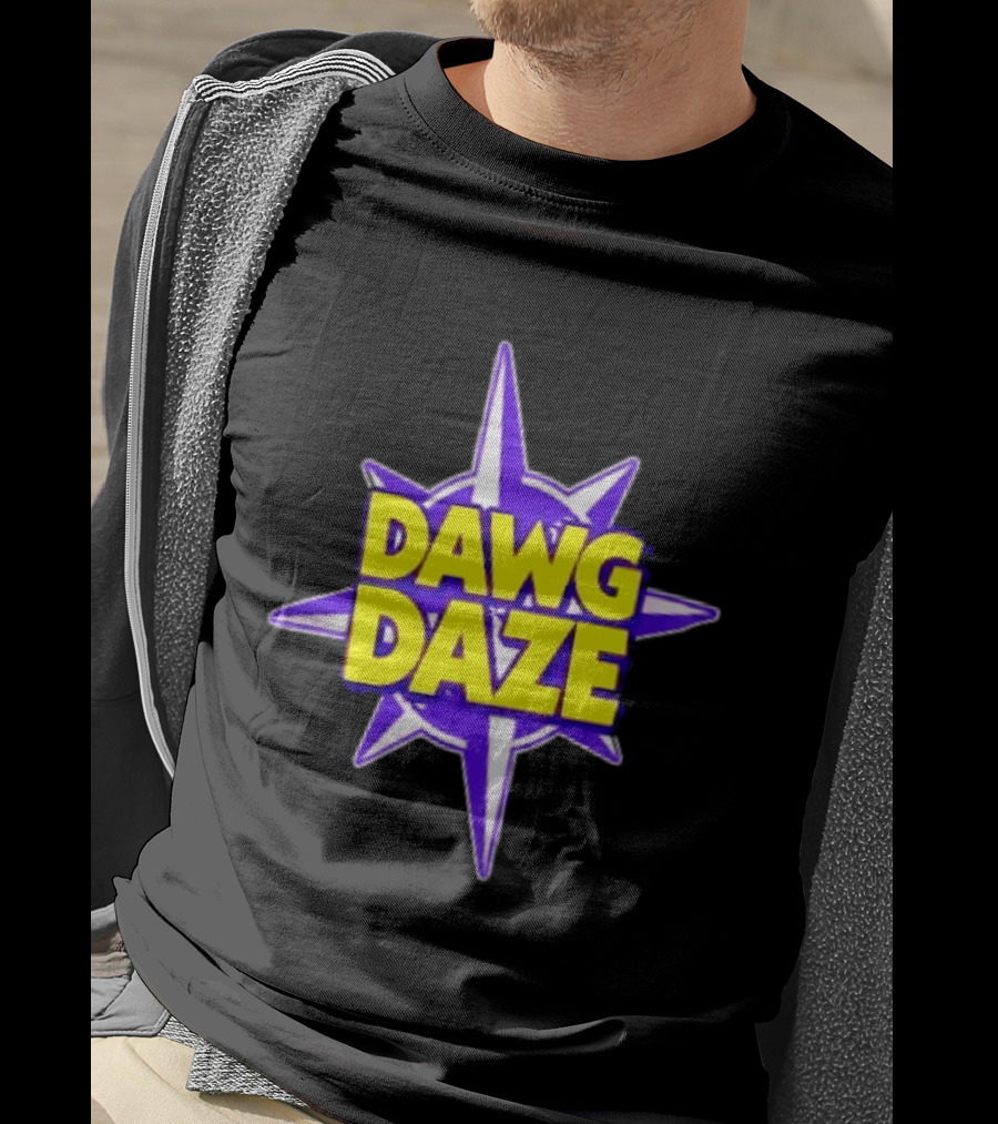 Dawg Daze University Campus Orientation Purple And Yellow Starburst T-Shirt