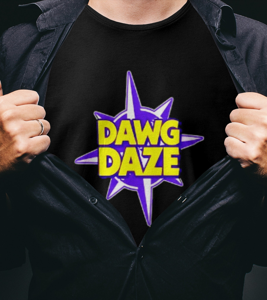 Dawg Daze University Campus Orientation Purple And Yellow Starburst T-Shirt