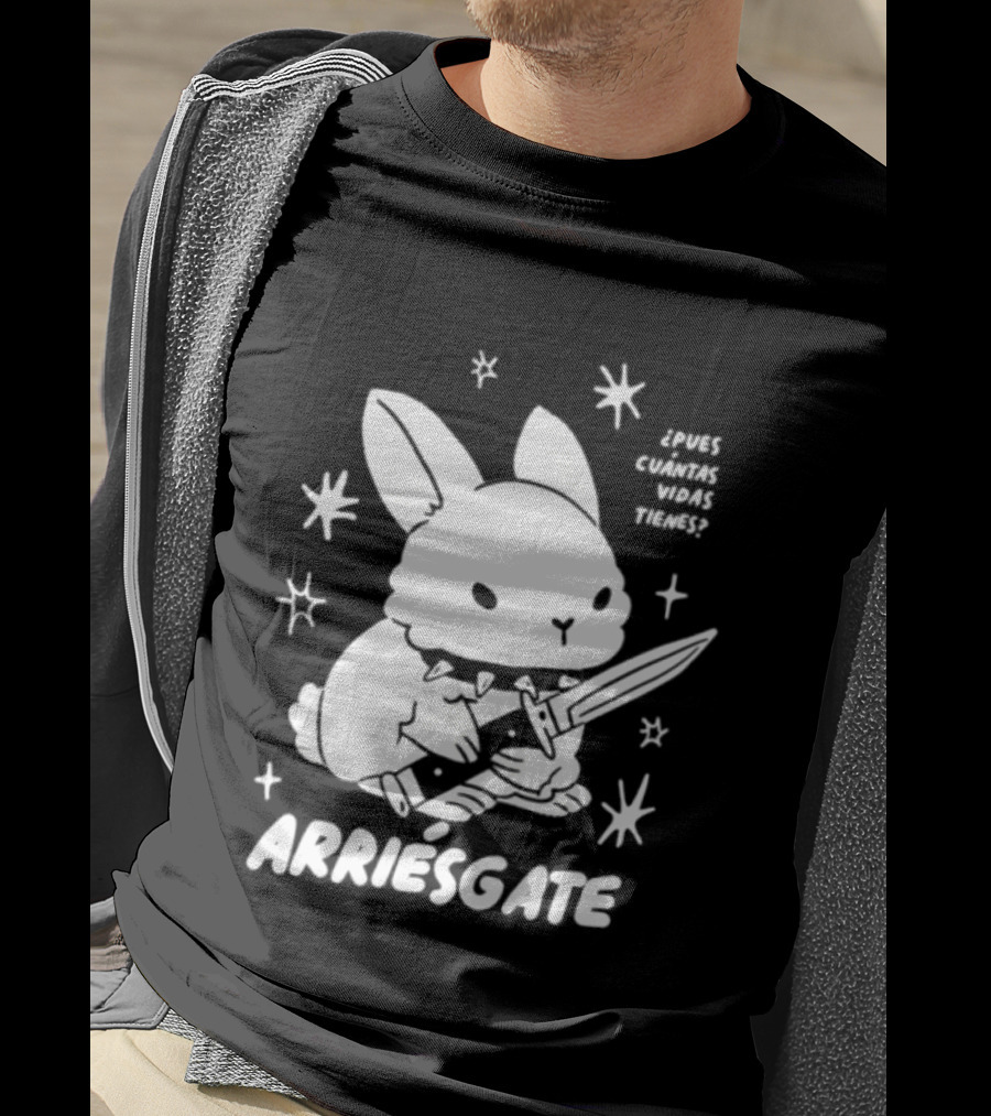 Dulce Nopronto ¿Pues Cuántas Vidas Tienes Arriésgate Conejo Cuchillo Kawaii Estrellas T-Shirt