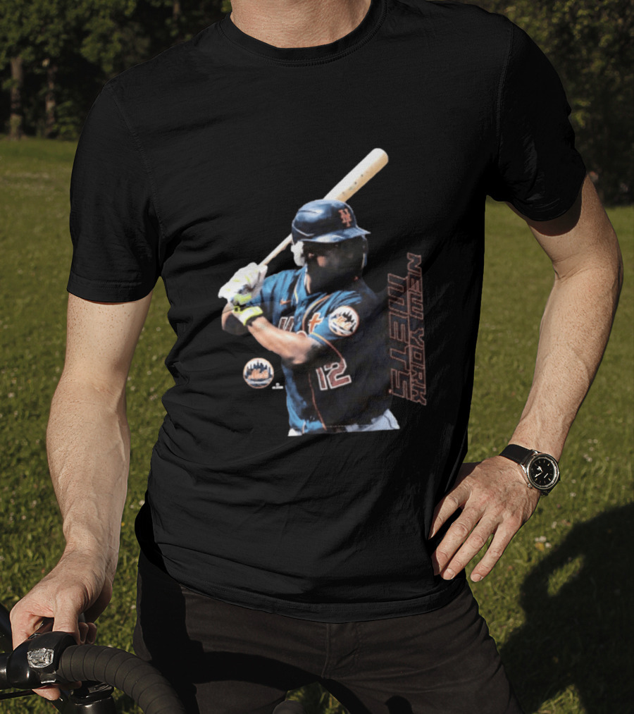 Francisco Lindor New York Mets MLB Number 12 Baseball Batting Action T-Shirt