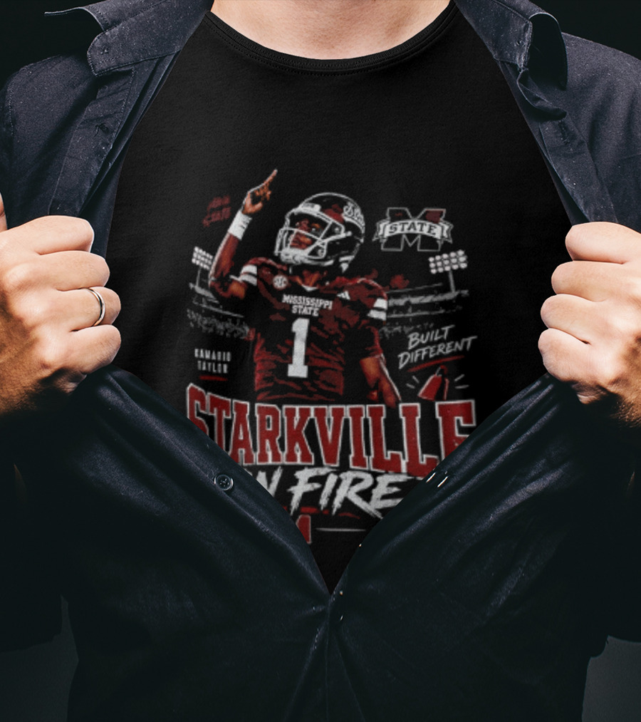 Mississippi State Bulldogs Kamario Taylor Starkville On Fire Hail State T-Shirt