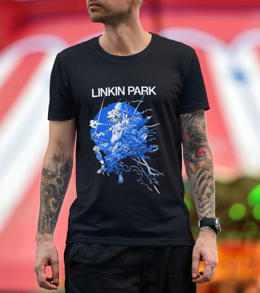 Linkin Park Katsuya Terada Blue Abstract Art Collaboration T-Shirt