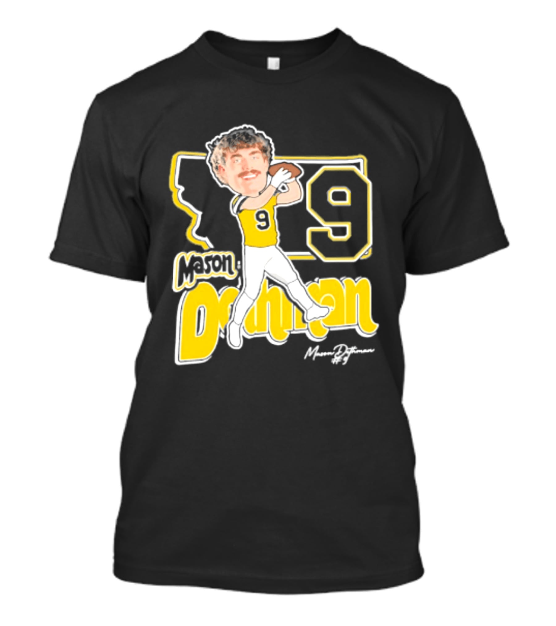 Mason Dethman Montana State Bobcats Caricature 2026 Number 9 Football T-Shirt