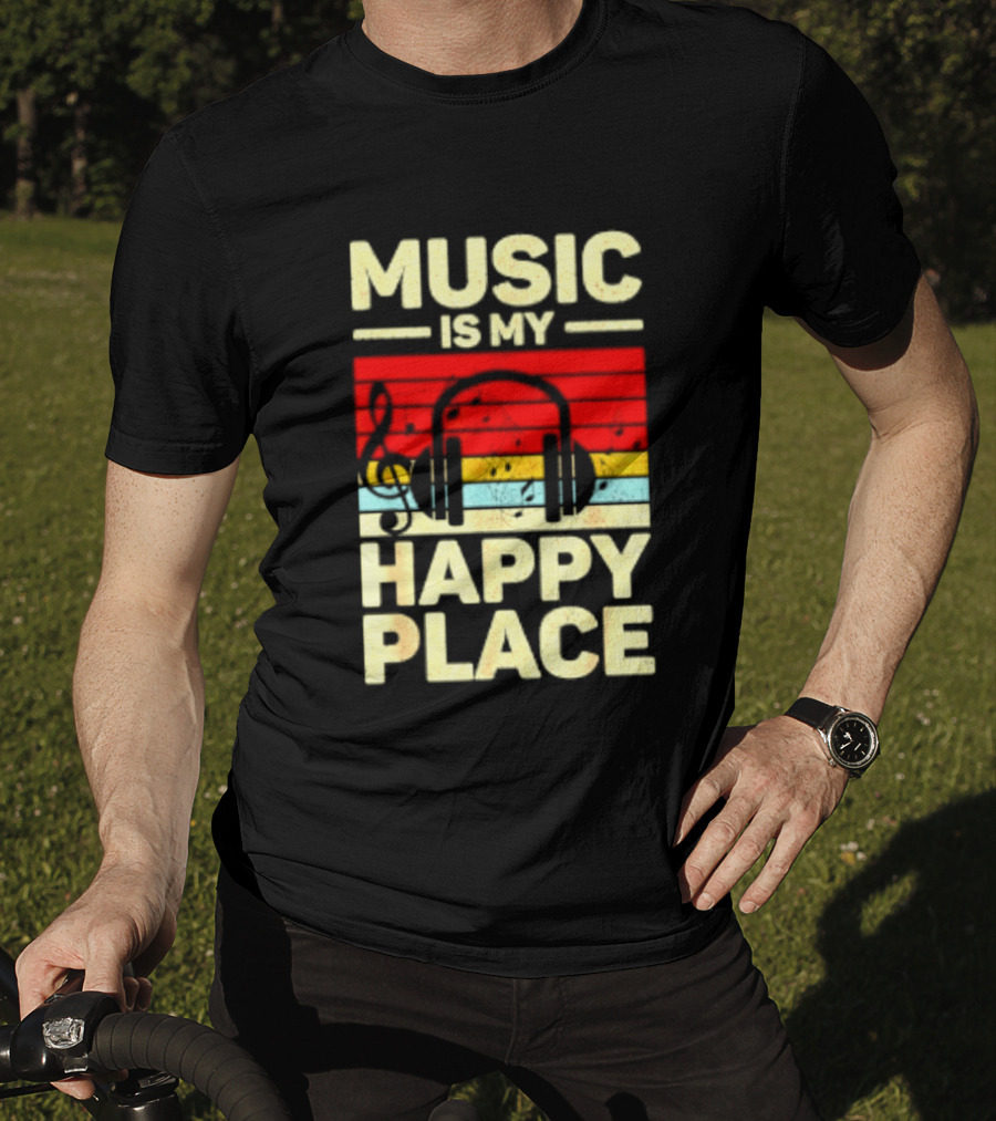 Music Is My Happy Place Headphones EDM Vibes T-Shirt