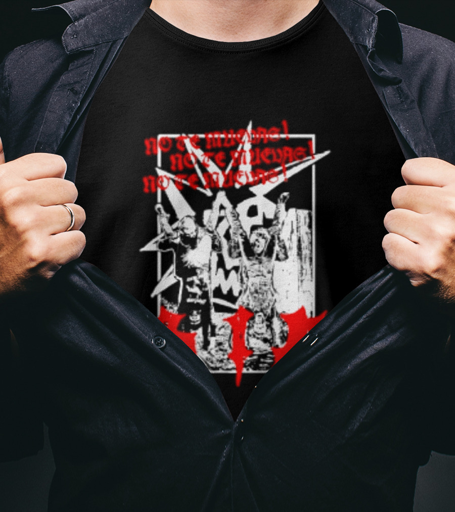 No Te Muevas Rip Punk Rock Hardcore Band White And Red Distorted T-Shirt
