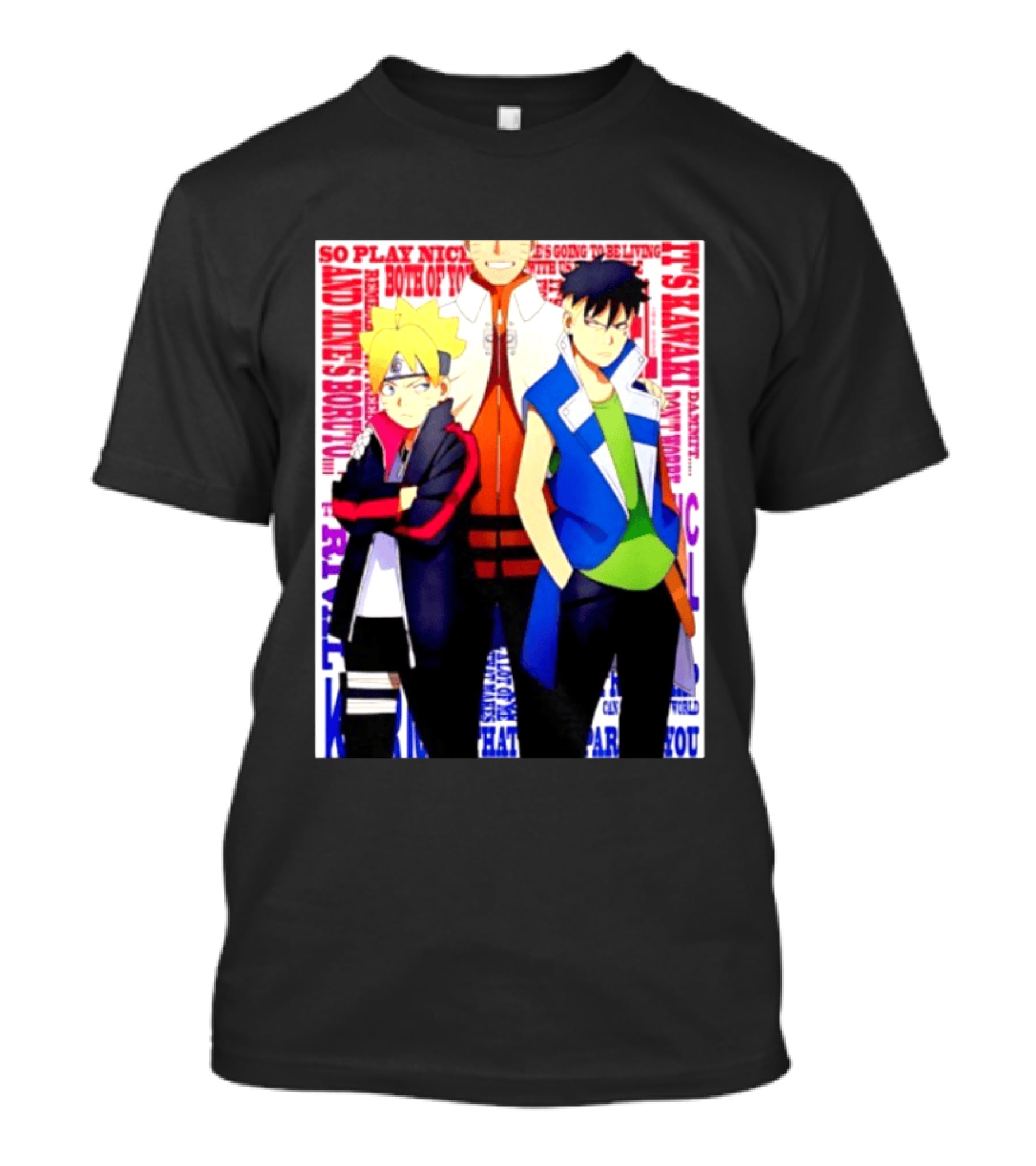Uzumaki Boruto Naruto Kawaki Rivals Bright Style Manga Characters T-Shirt
