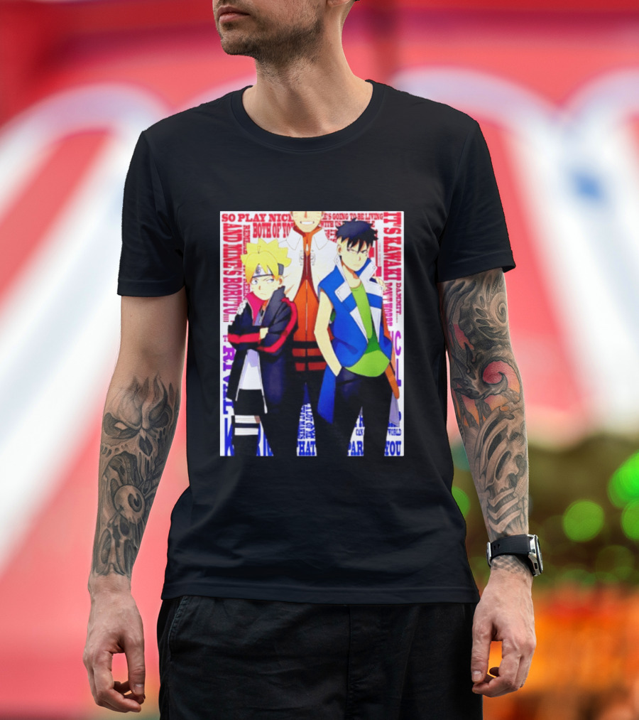 Uzumaki Boruto Naruto Kawaki Rivals Bright Style Manga Characters T-Shirt