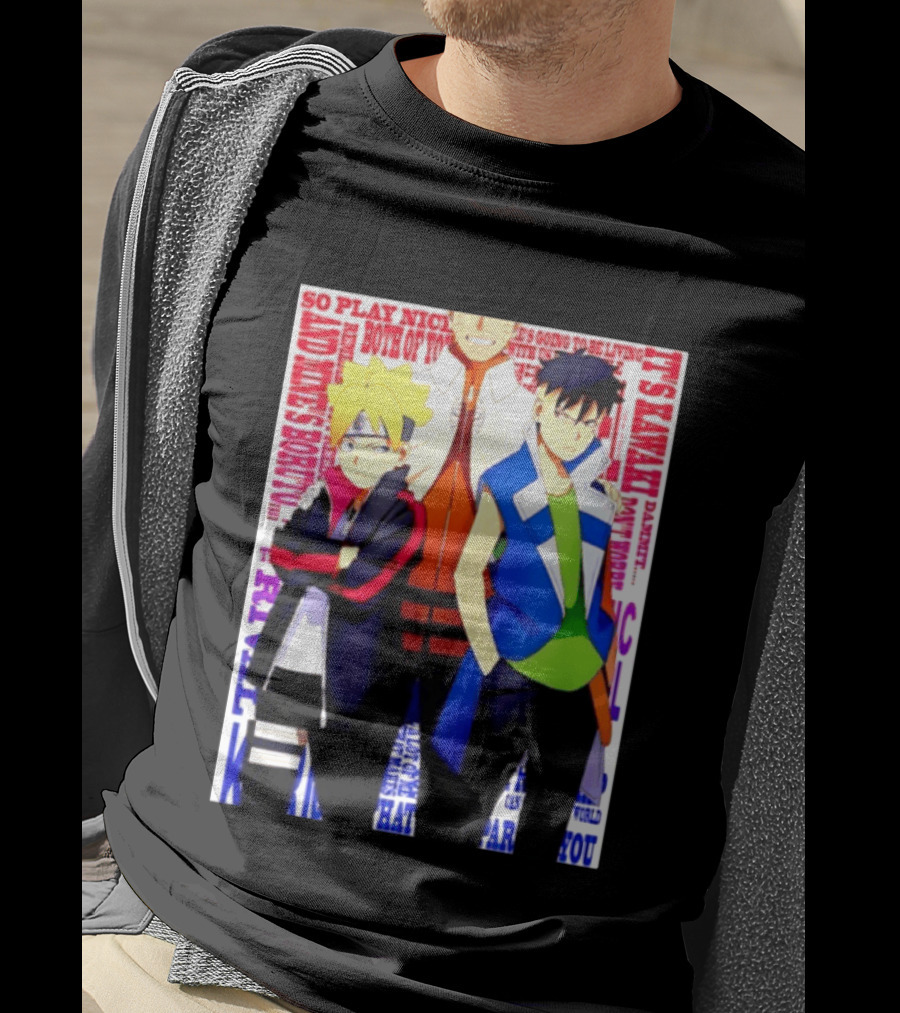 Uzumaki Boruto Naruto Kawaki Rivals Bright Style Manga Characters T-Shirt