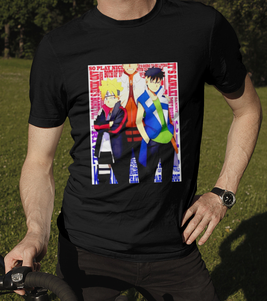 Uzumaki Boruto Naruto Kawaki Rivals Bright Style Manga Characters T-Shirt