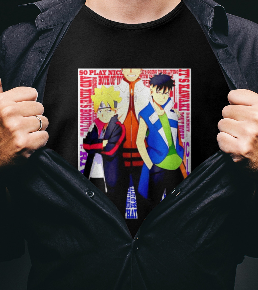 Uzumaki Boruto Naruto Kawaki Rivals Bright Style Manga Characters T-Shirt