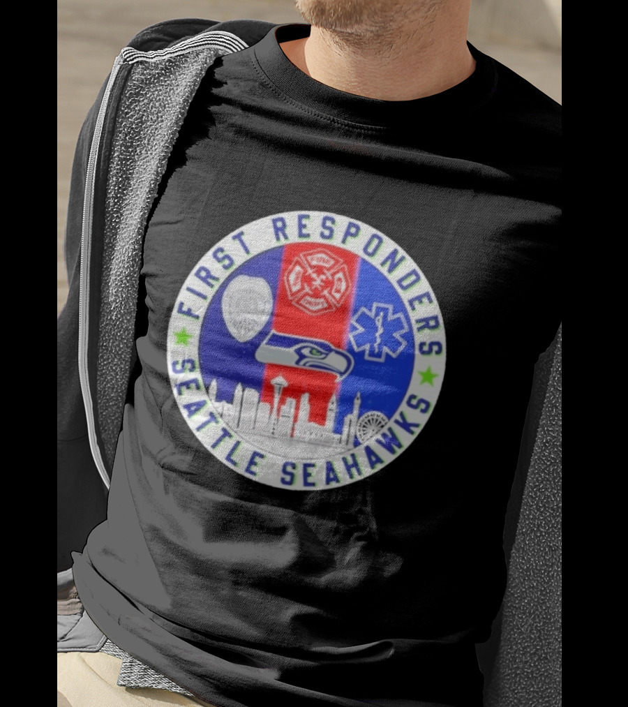 Seattle Seahawks First Responders Never Forget 9 11 Skyline T-Shirt