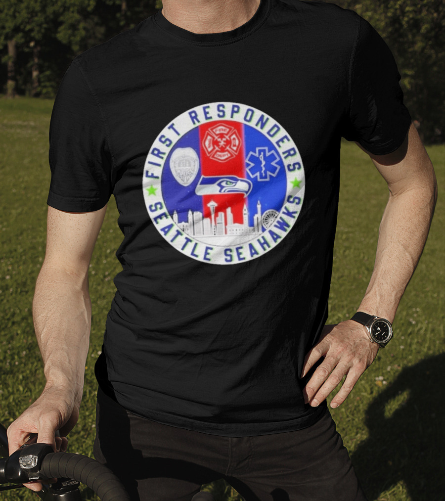 Seattle Seahawks First Responders Never Forget 9 11 Skyline T-Shirt