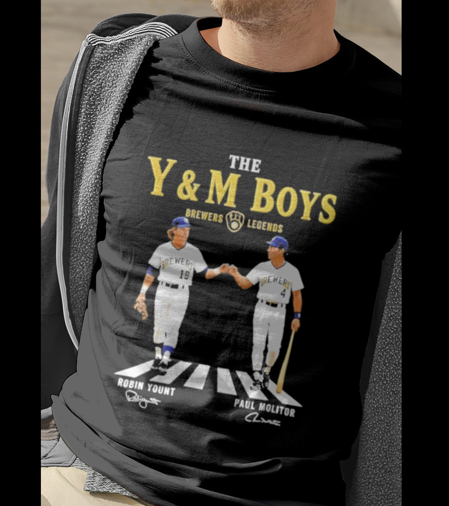 The Y&M Boys Brewers Legends Robin Yount Paul Molitor Abbey Road Fist Bump T-Shirt