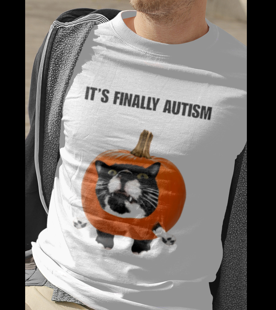 It's Finally Autism Cat Pumpkin T-Shirt