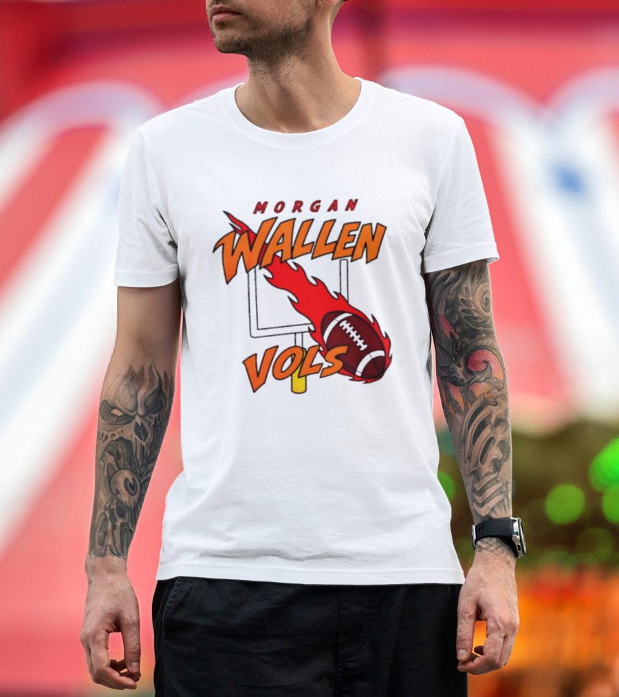 Morgan Wallen Vols Football Tennessee Volunteers Flaming Football Goalpost T-Shirt