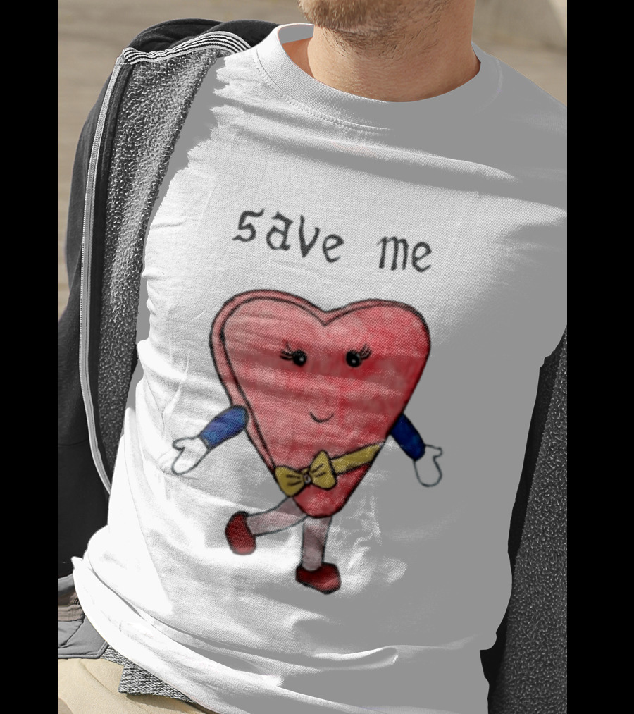 Save Me Heart Cartoon With Bowtie And Arms T-Shirt