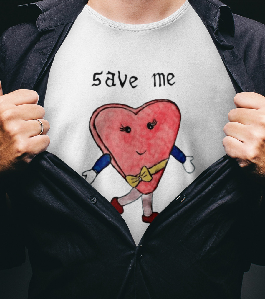 Save Me Heart Cartoon With Bowtie And Arms T-Shirt