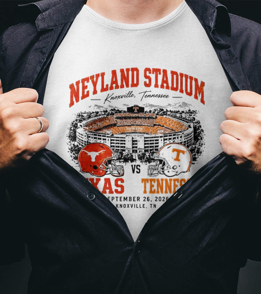Neyland Stadium Knoxville Texas Vs Tennessee September 26 2026 Matchup T-Shirt