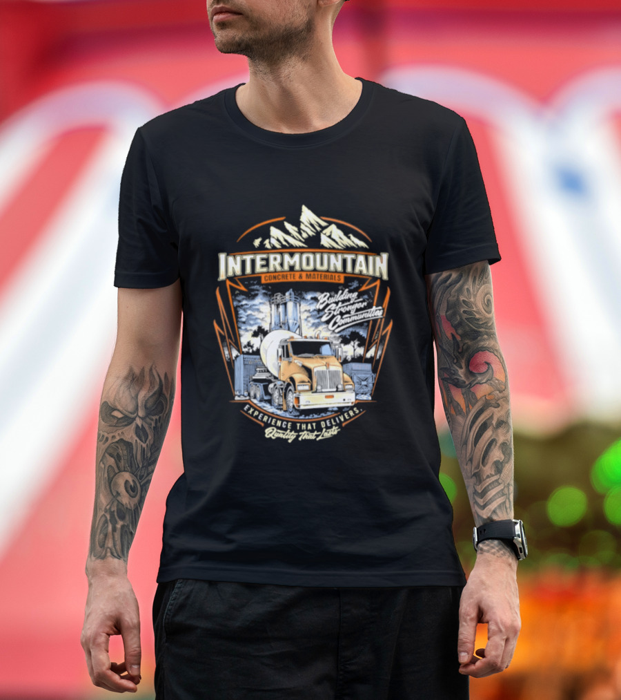 Intermountain Concrete And Materials Building America Truck Mountains Scene T-Shirt