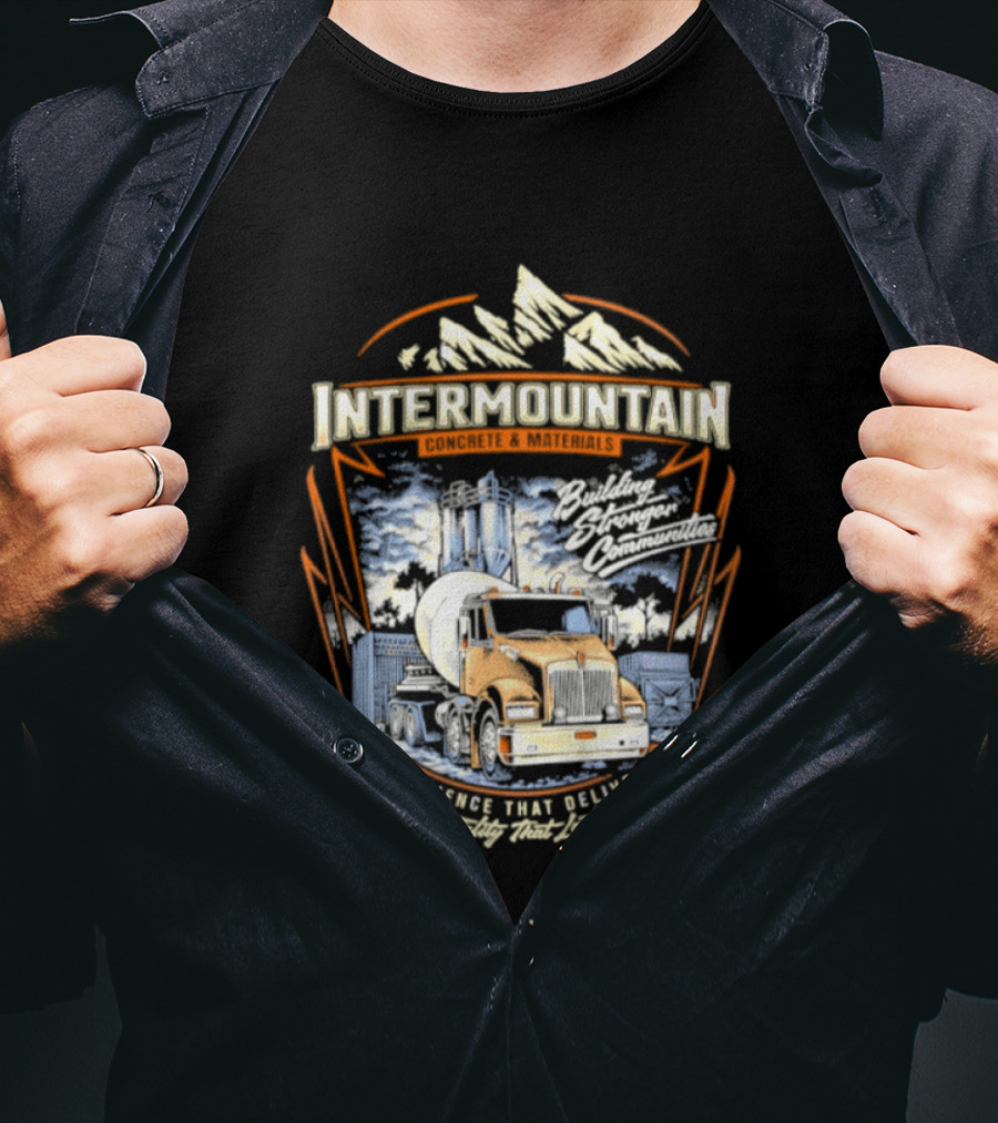 Intermountain Concrete And Materials Building America Truck Mountains Scene T-Shirt