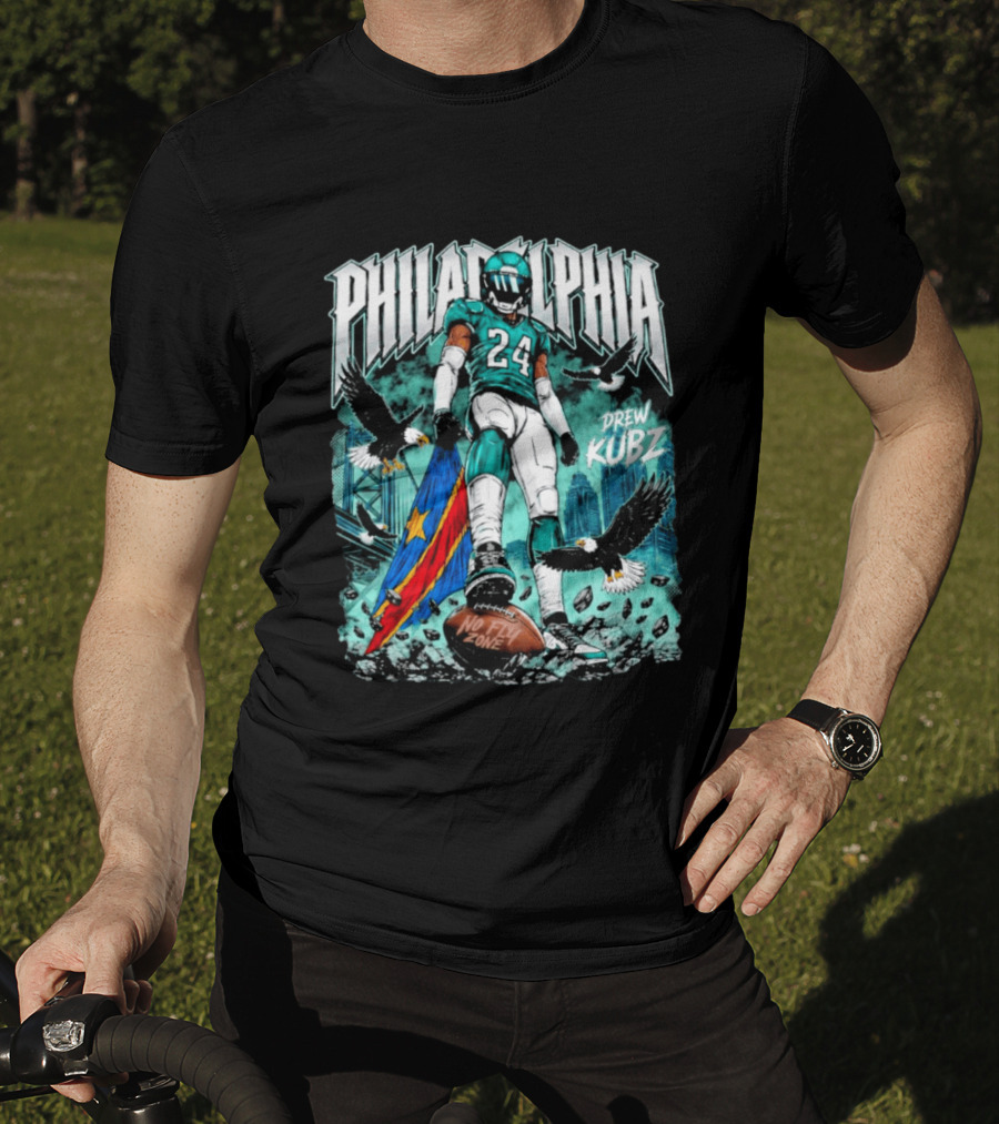 Philadelphia Drew Kubz 24 No Fly Zone Eagles Banner T-Shirt