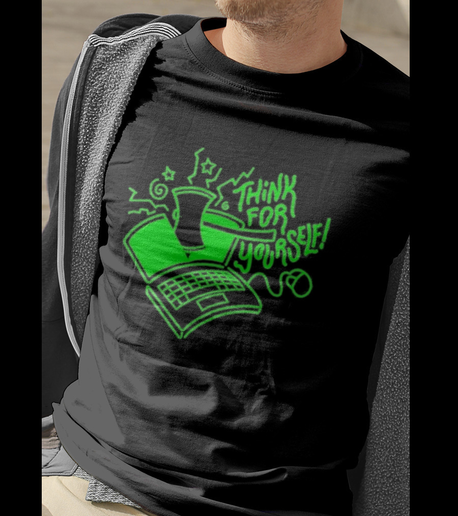Avi Matzo X RAYGUN Think For Yourself Computer Stars Green T-Shirt