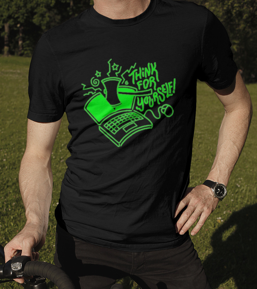Avi Matzo X RAYGUN Think For Yourself Computer Stars Green T-Shirt