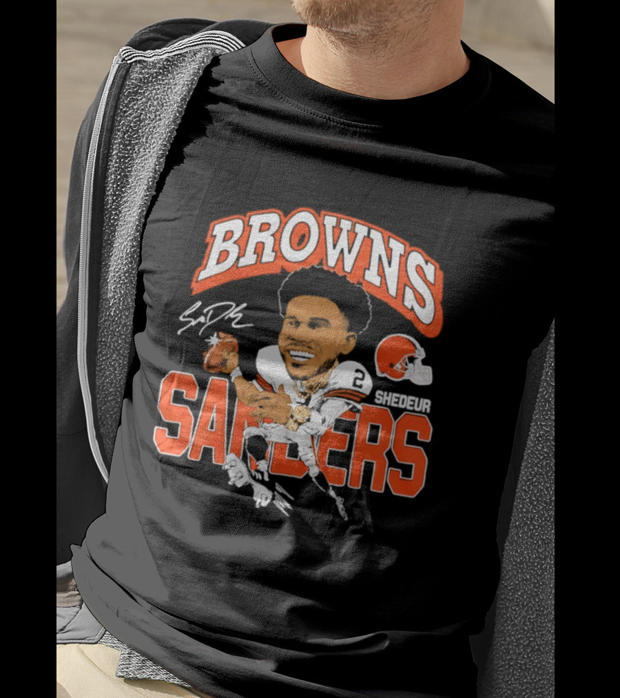 Browns Shedeur Sanders Football Caricature NFL Athlete T-Shirt