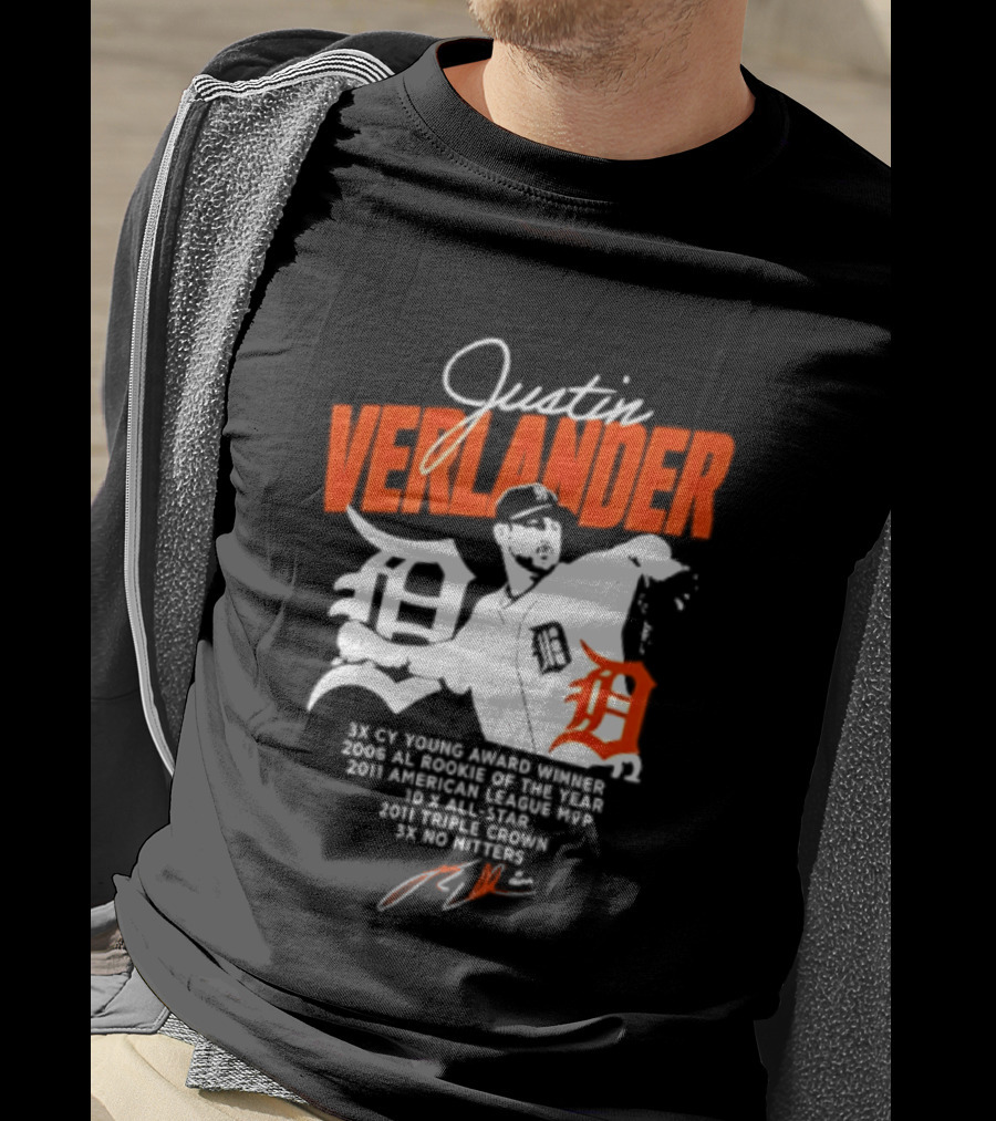 Justin Verlander 35 Detroit Tigers MLB MVP 2006 AL Rookie Cy Young T-Shirt