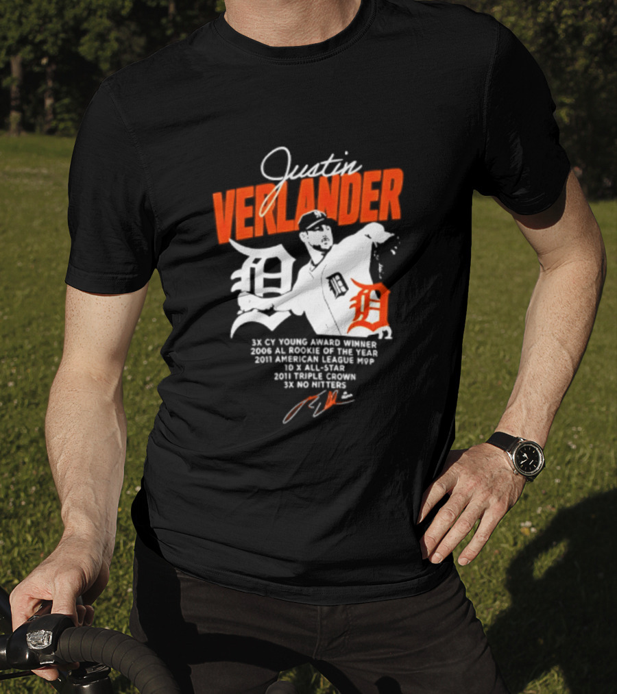 Justin Verlander 35 Detroit Tigers MLB MVP 2006 AL Rookie Cy Young T-Shirt