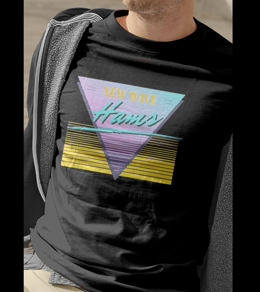 New Wave Hams Retro 80s Aesthetic Triangle Stripes T-Shirt
