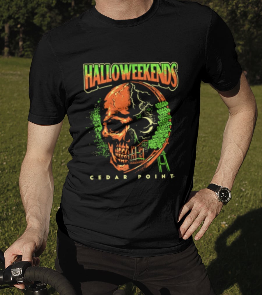 Halloweekends Cedar Point Skull Ride Neon Halloween T-Shirt