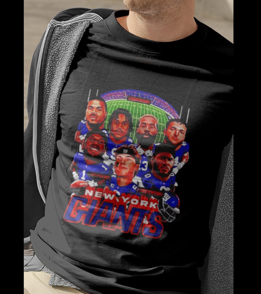 New York Giants Football Players Caricature Stadium T-Shirt