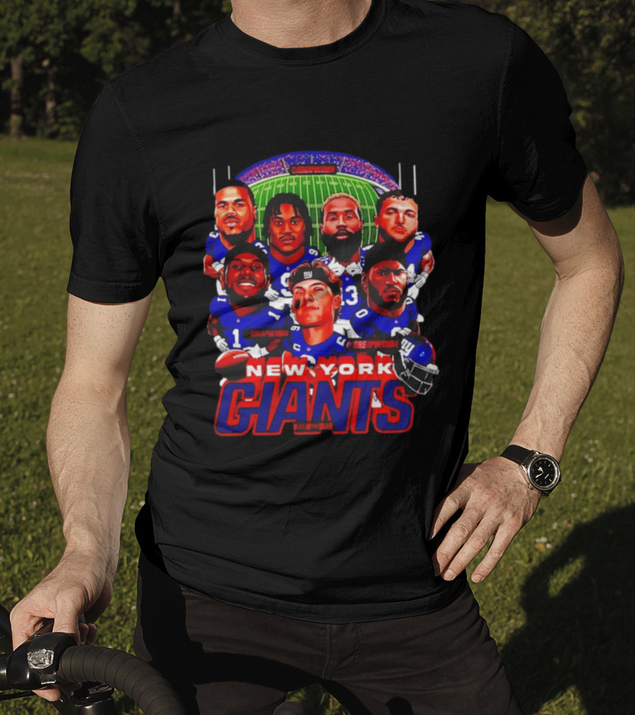 New York Giants Football Players Caricature Stadium T-Shirt