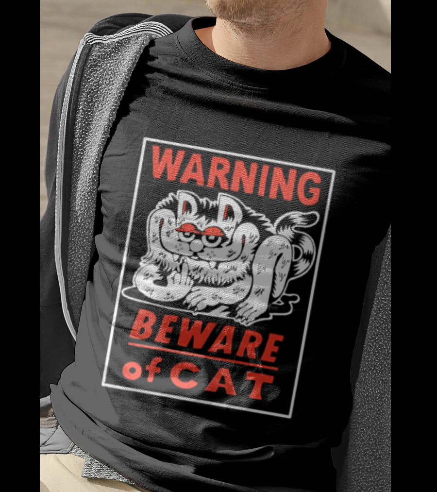 Warning Beware Of Cat Halloween Creepy Eyes T-Shirt