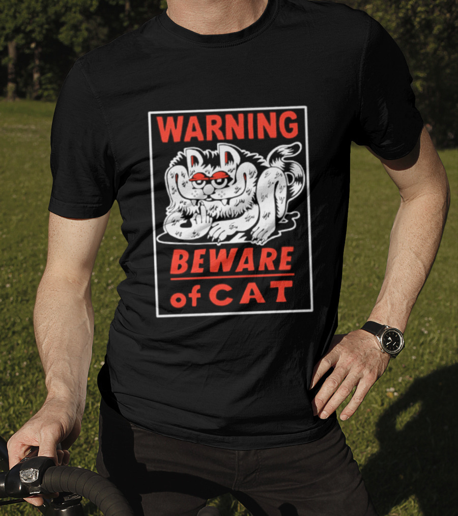 Warning Beware Of Cat Halloween Creepy Eyes T-Shirt