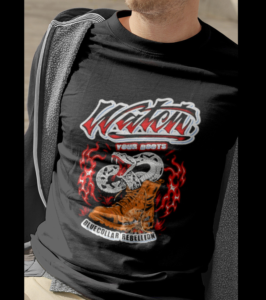 Your Boots Snake Fire Blue Collar Rebellion T-Shirt