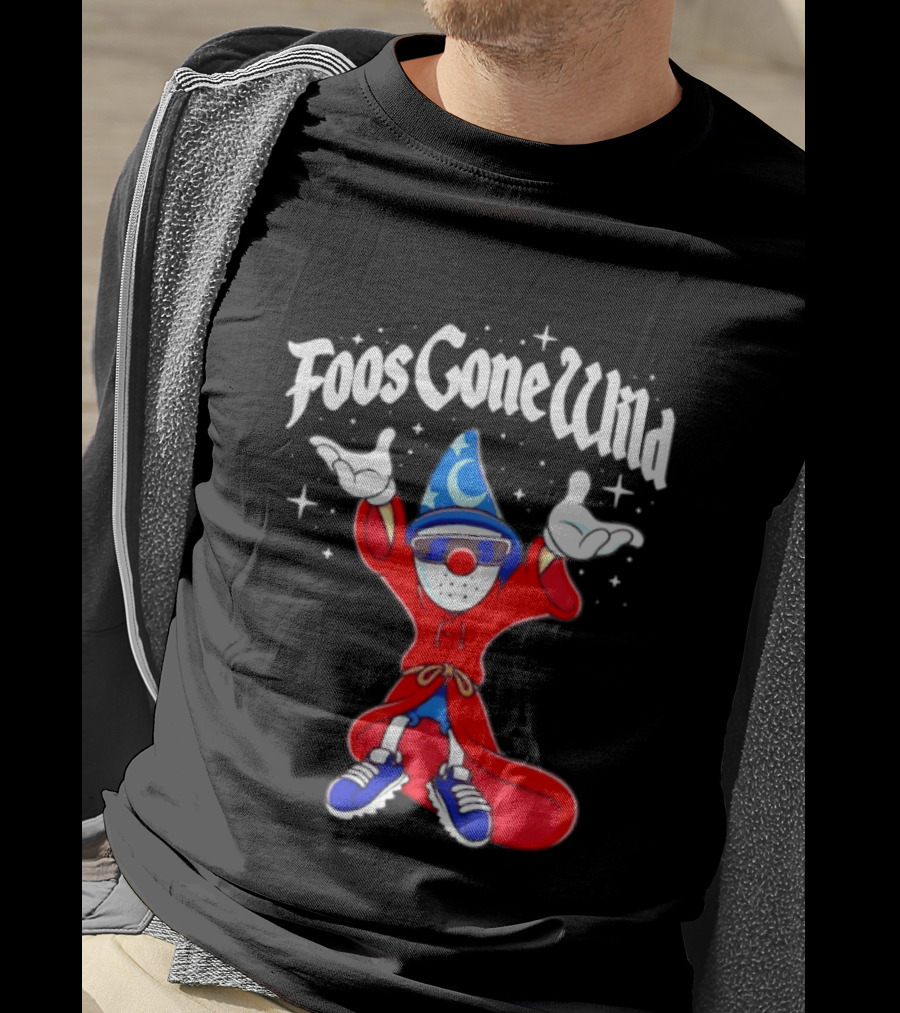 Foos Gone Wild Wizard Streetwear Cartoon Character With Blue Hat And Sunglasses T-Shirt