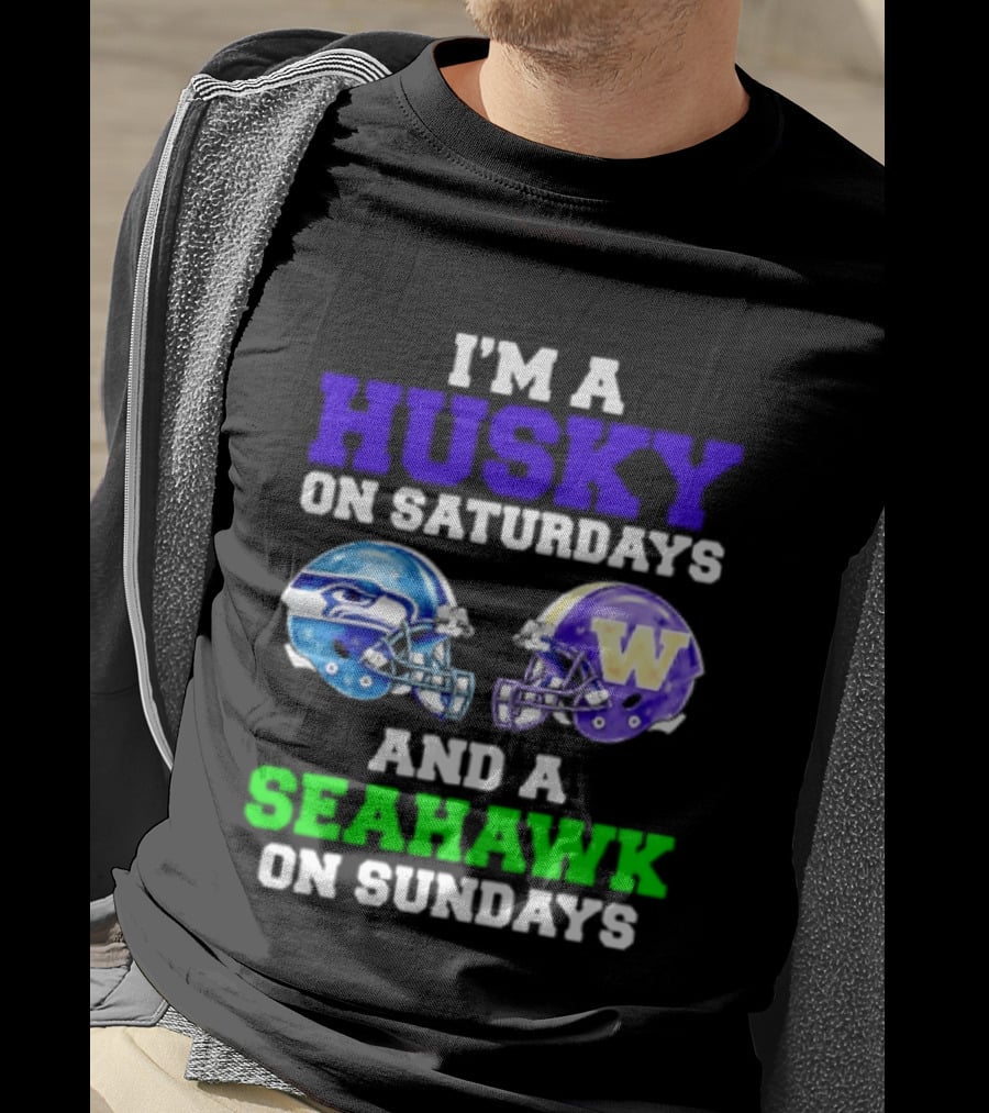 I'm A Husky On Saturdays And A Seahawk On Sundays Football Fan Gear T-Shirt