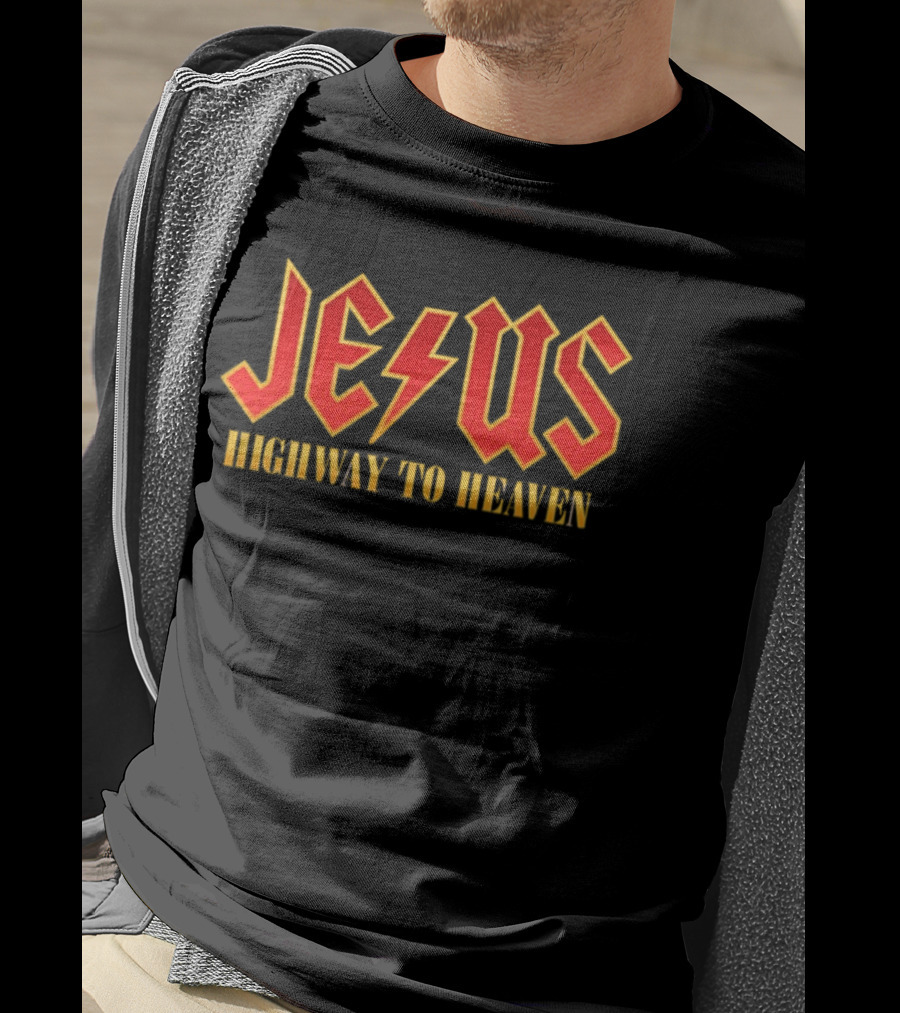 Jesus Highway To Heaven Lightning Bolt T-Shirt