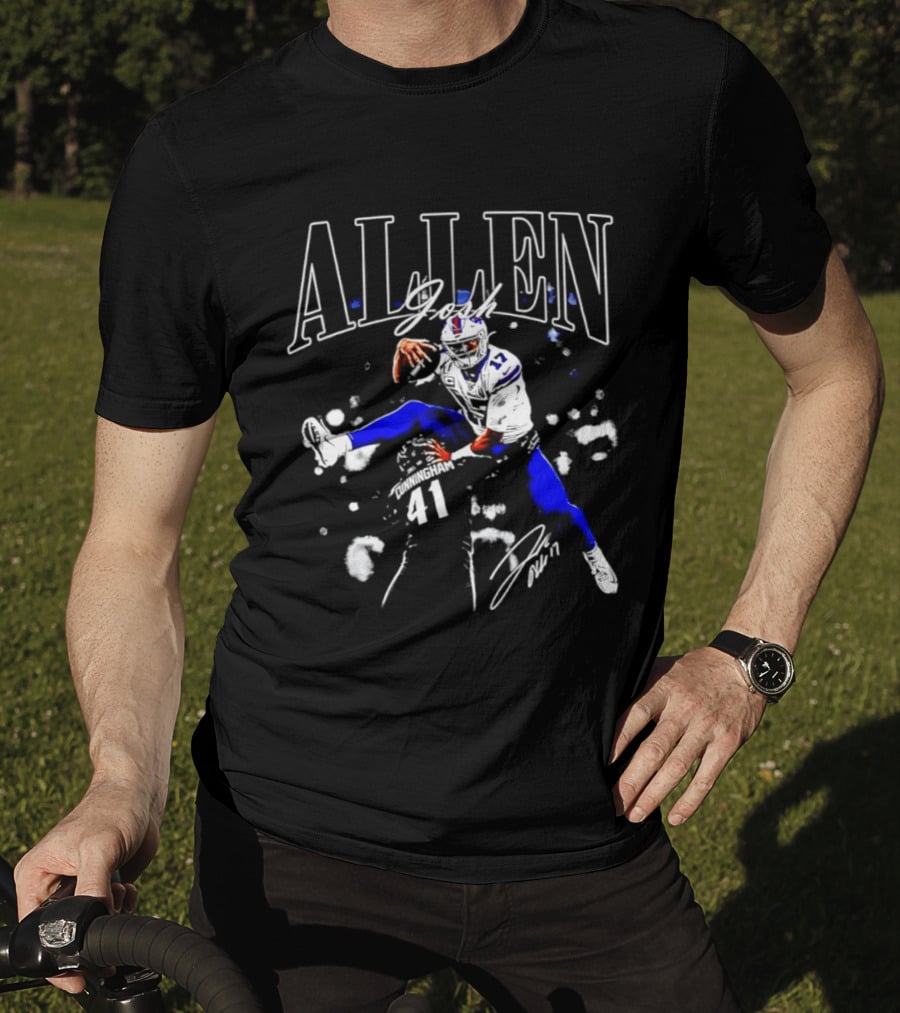 Allen Buffalo Air Jump Sketch Football T-Shirt