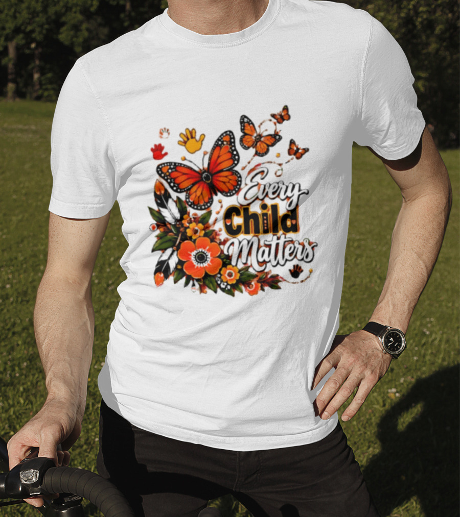 Every Child Matters Orange Butterfly Native Floral Anti Bully Kindness T-Shirt
