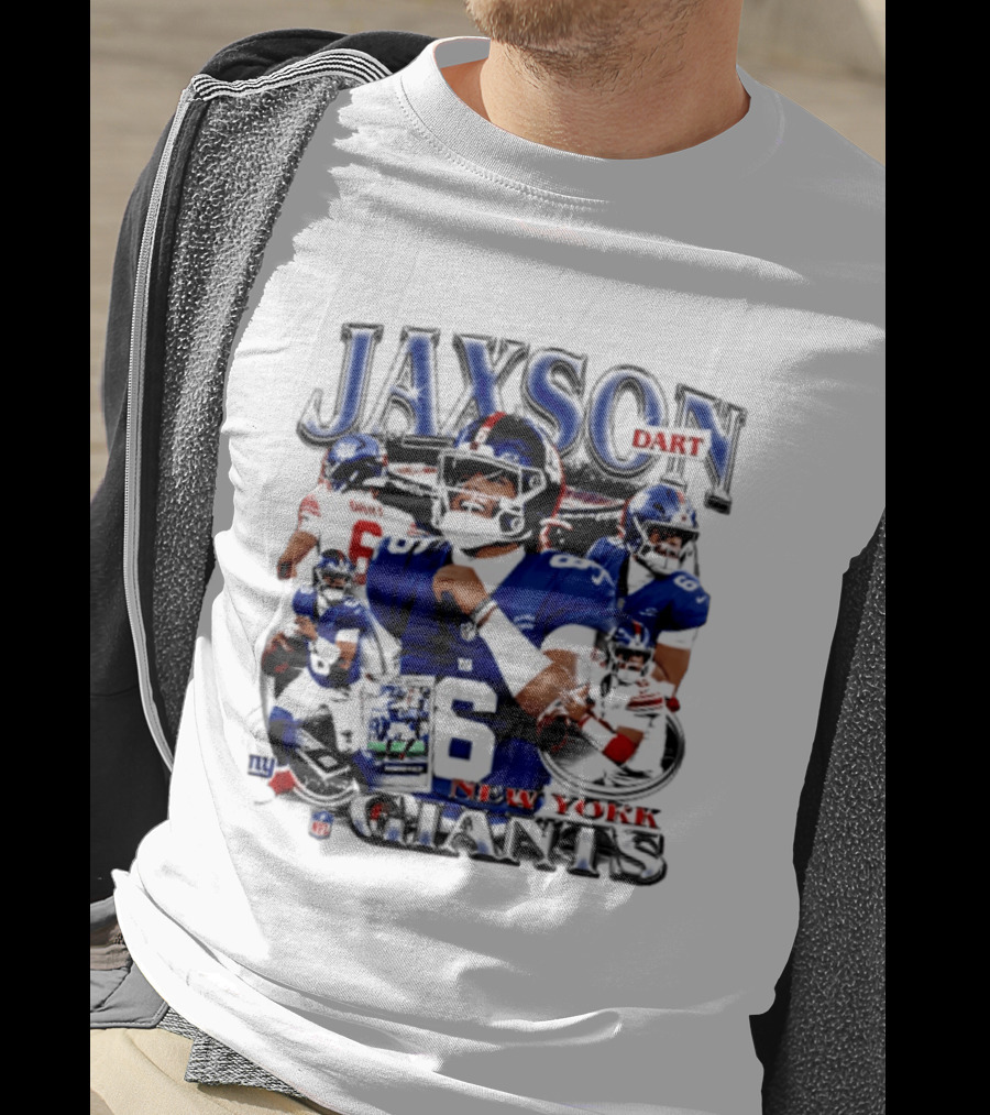 Jaxson Dart New York Giants Player Collage 2026 T-Shirt
